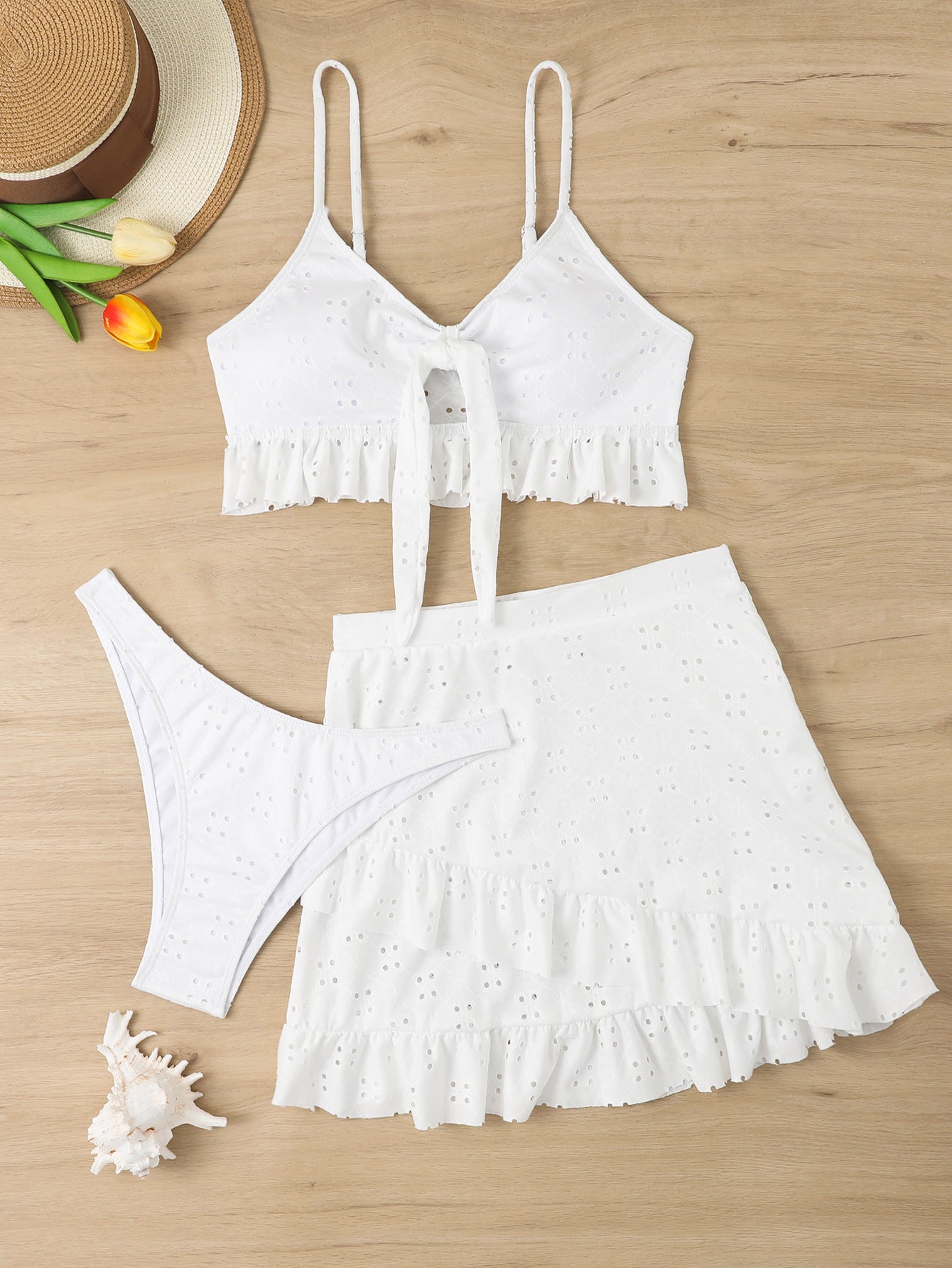 Split swimsuit women's bag hip skirt style three piece set - Classyfashion24.com