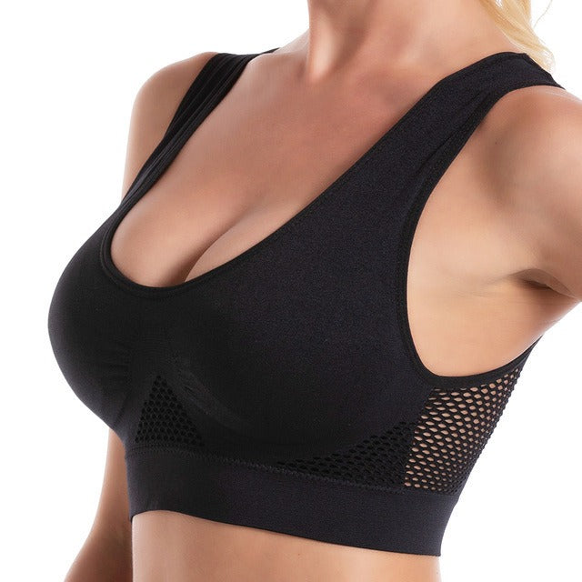 Breathable Mesh Sports Bra: Cross Border Large Size for Yoga, Running, and Fitness