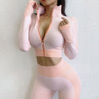 Seamless Yoga Set with Zip-Up Top & Leggings - Classyfashion24.com