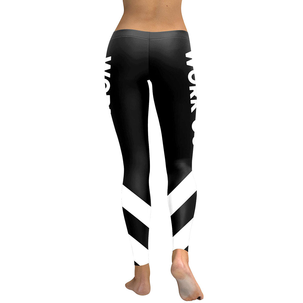 Striped Women Leggings – High Waist Black and White Patchwork Fitness Pants