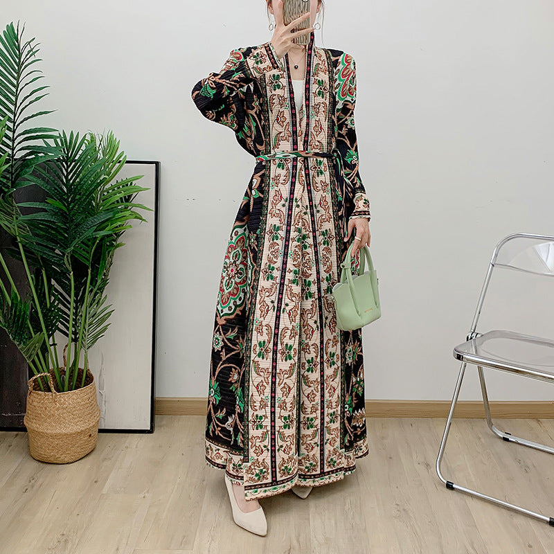 Muslim Middle Eastern women's pleated dress evening gown Dubai women's lace up robe - Classyfashion24.com