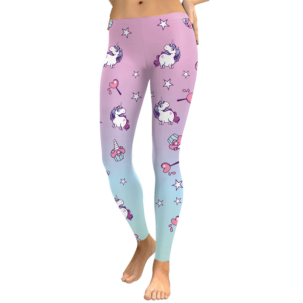 Unicorn Series  Women Leggings Star Ice Cream Digital Print Leggins Sweat Workout Woman Legging Slim Pants