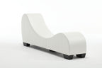 Modern Yoga Chaise Lounge – Curved Faux Leather Accent Chair in White