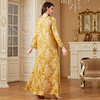 Muslim Long Robe Women's Embroidered Sequined V-neck Dress - Classyfashion24.com