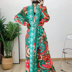Folded Muslim New Robe Versatile Long sleeved Coat Coat Coat Cloak Printed Women's Fashion - Classyfashion24.com