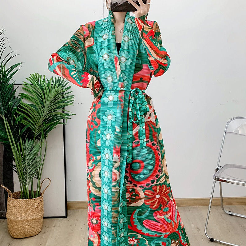 Folded Muslim New Robe Versatile Long sleeved Coat Coat Coat Cloak Printed Women's Fashion - Classyfashion24.com