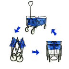 Heavy Duty Folding Utility Wagon by classyfashionz, collapsible with blue fabric, all-terrain wheels, and a sturdy frame.