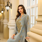Muslim Middle Eastern Long Robe Women's Dubai Turkish Abaya Sequined Maxi Dress - Classyfashion24.com