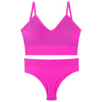 Classyfashionz women's gathered pink underwear set featuring a thin triangle cup sports vest bra and matching bottom.