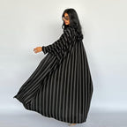 Muslim European and American women's cardigan long striped jacket Abaya zebra print - Classyfashion24.com