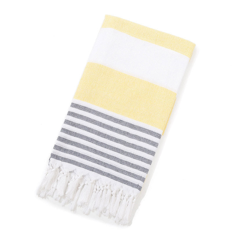 Turkish Striped Fringe Beach Towel – Quick Dry