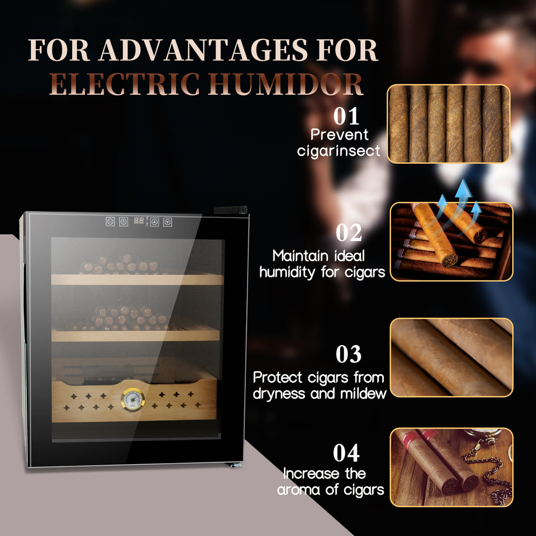 50L Electric Humidor, 300 Counts Capacity Cigar Humidor Humidifiers with Constant Temperature Controller