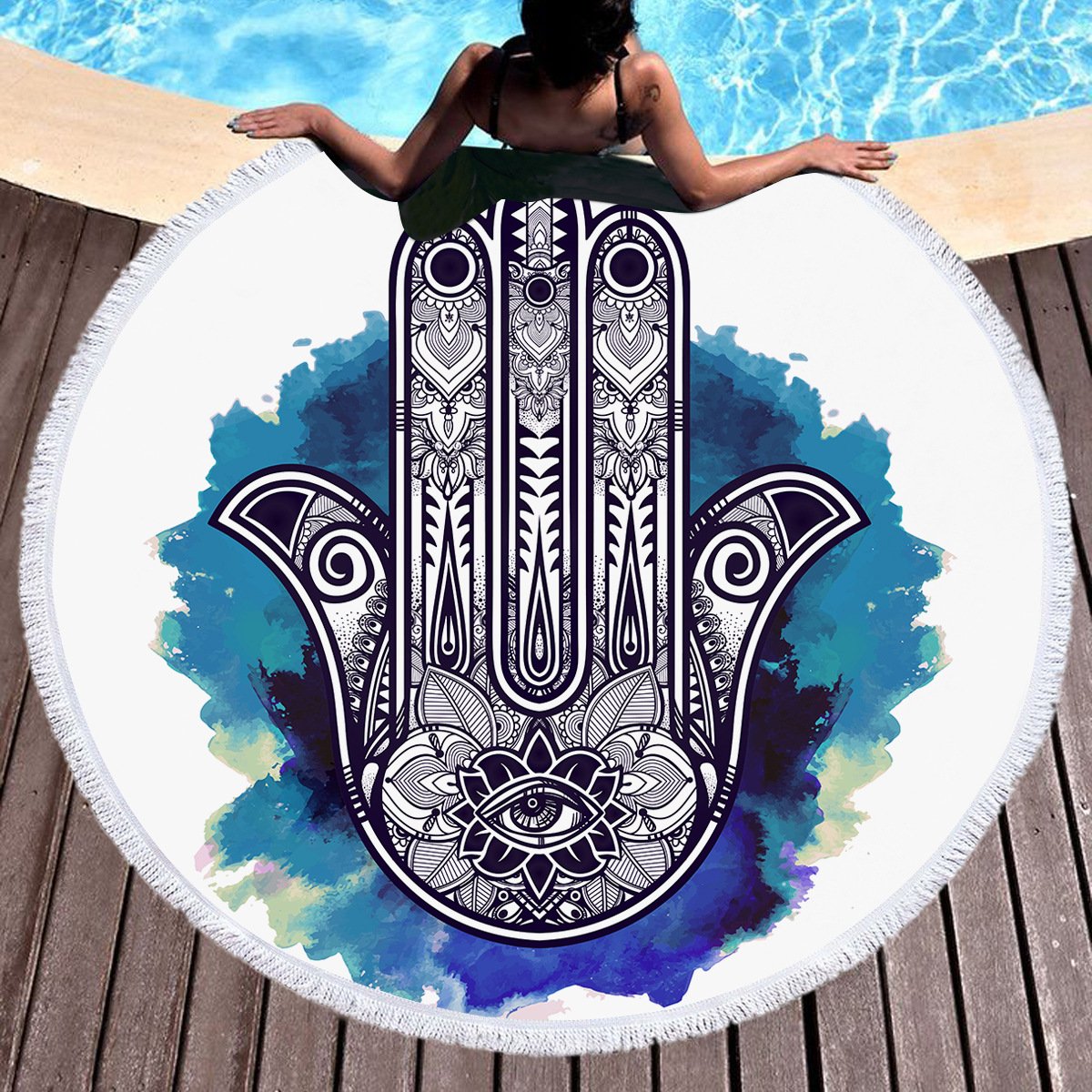 Round Palm 3D-Print Bohemian Beach Towel Tapestry