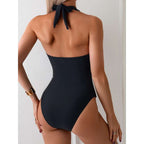 Women's One-Piece Swimsuit with Neckline, Deep V Bikini Swimwear - Classyfashion24.com