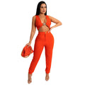Solid color sleeveless vest leggings set - Classyfashion24.com