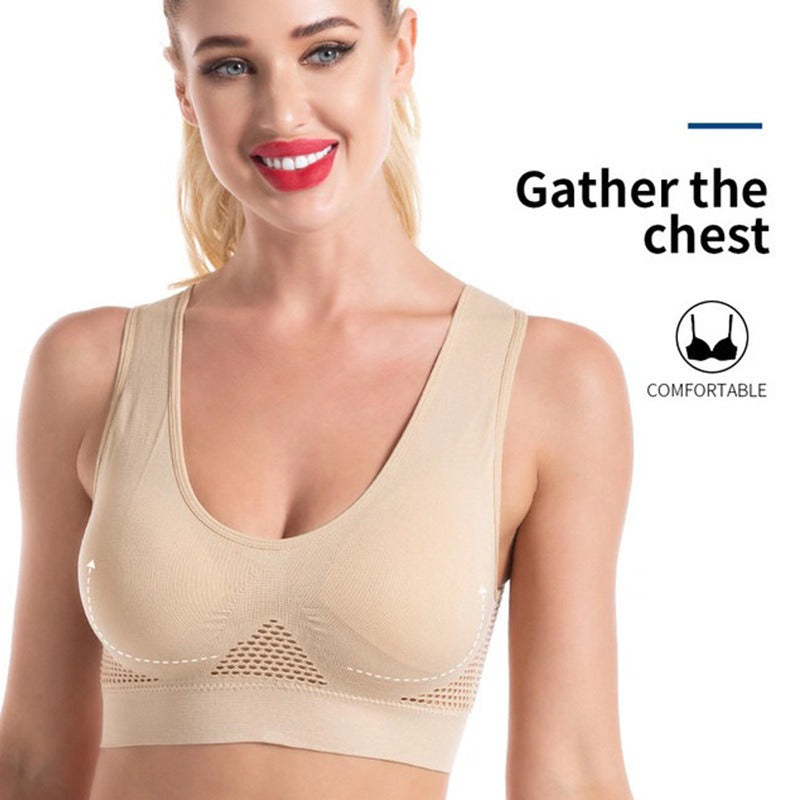 Breathable Mesh Sports Bra: Cross Border Large Size for Yoga, Running, and Fitness