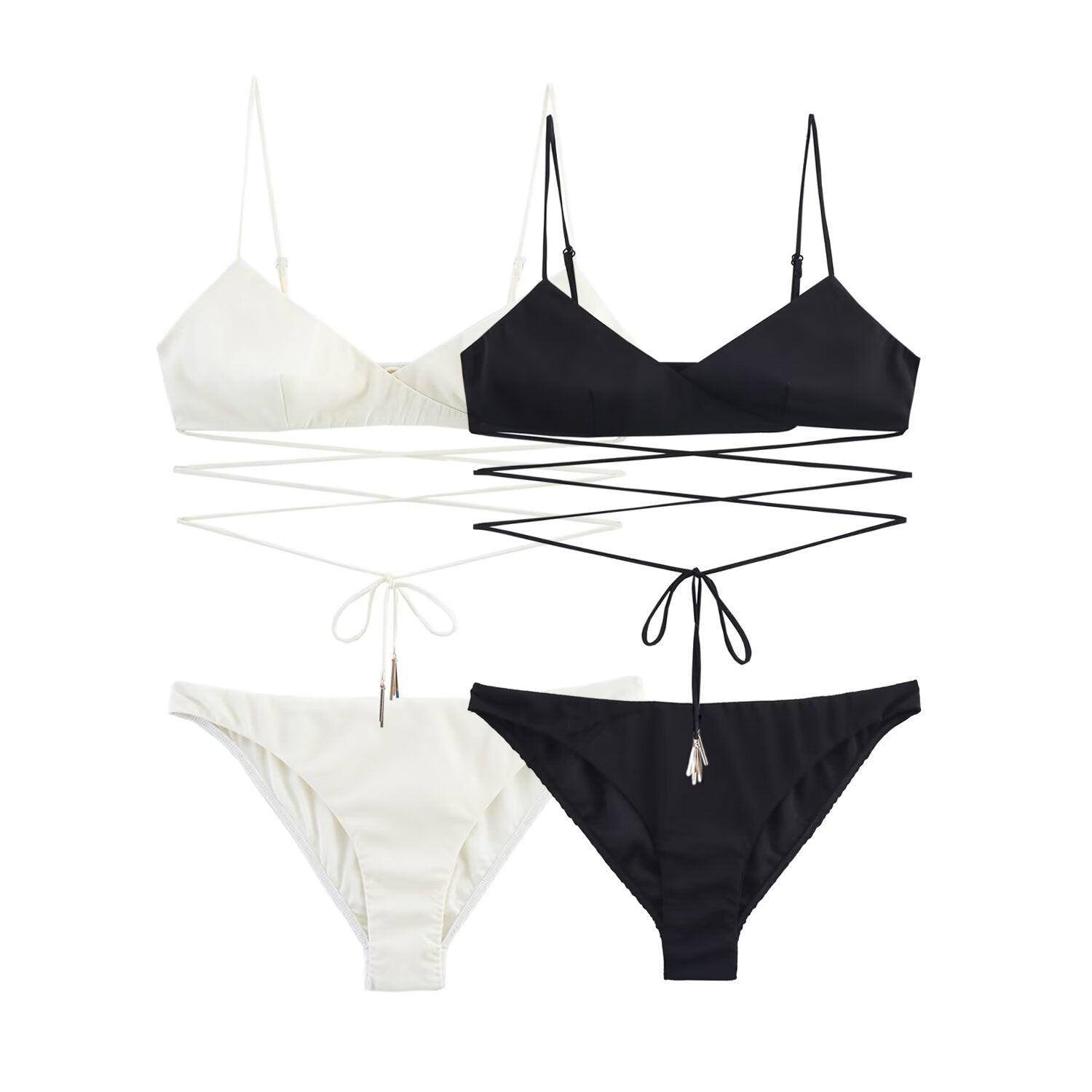 Embellished Triangle Cup Bra & Panty Set