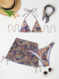 Hip hugging skirt bikini four piece set - Classyfashion24.com