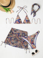 Hip hugging skirt bikini four piece set - Classyfashion24.com