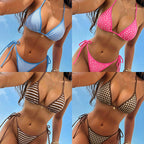 Printed triangle strap small pendant sexy bikini women - Classyfashion24.com