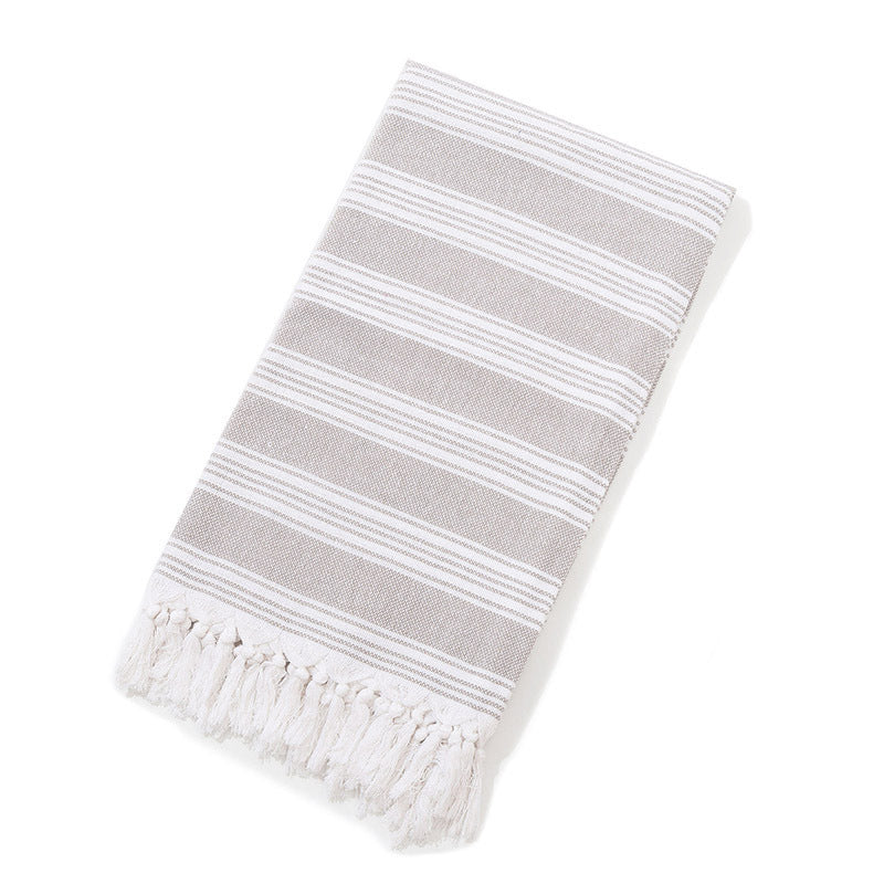 Turkish Striped Fringe Beach Towel – Quick Dry