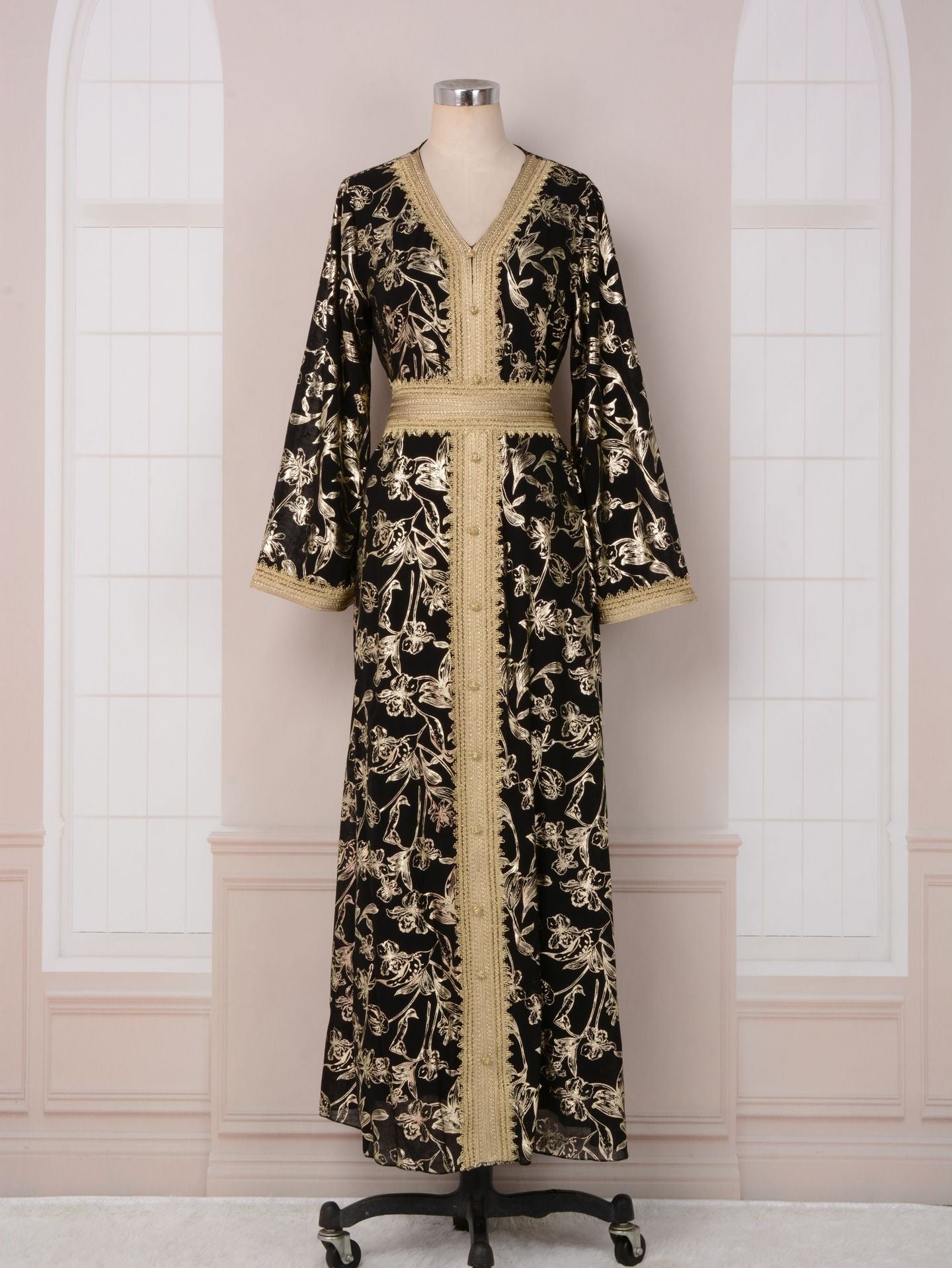 Evening Dress Muslim Dress Bottom Grab Flower Gold Stamping Fashion Robe - Classyfashion24.com