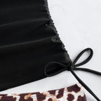 Drawstring leopard print split swimsuit - Classyfashion24.com