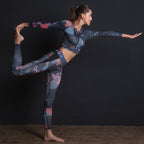 Printed 2-Piece Yoga Set with Zipper Top