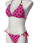 sexy two-piece swimsuit for women, backless halter neck tied bikini with print triangle bikini - Classyfashion24.com