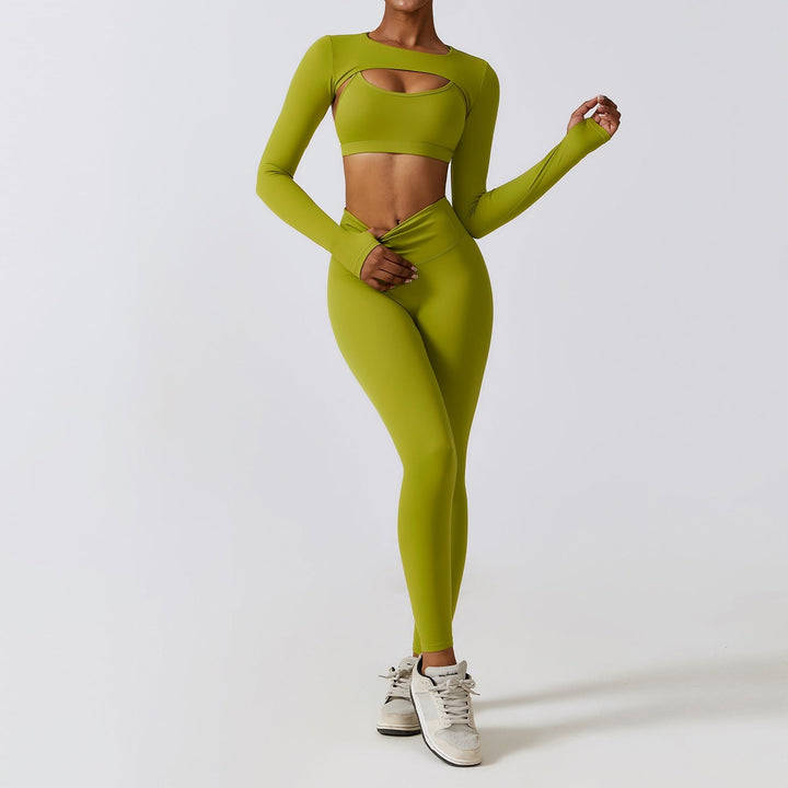 Tight yoga suit, nude quick drying exercise set, slimming fitness suit