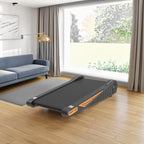 Under Desk Treadmill by classyfashionz, featuring a sleek design, 8% incline, set in a modern living space with a couch.