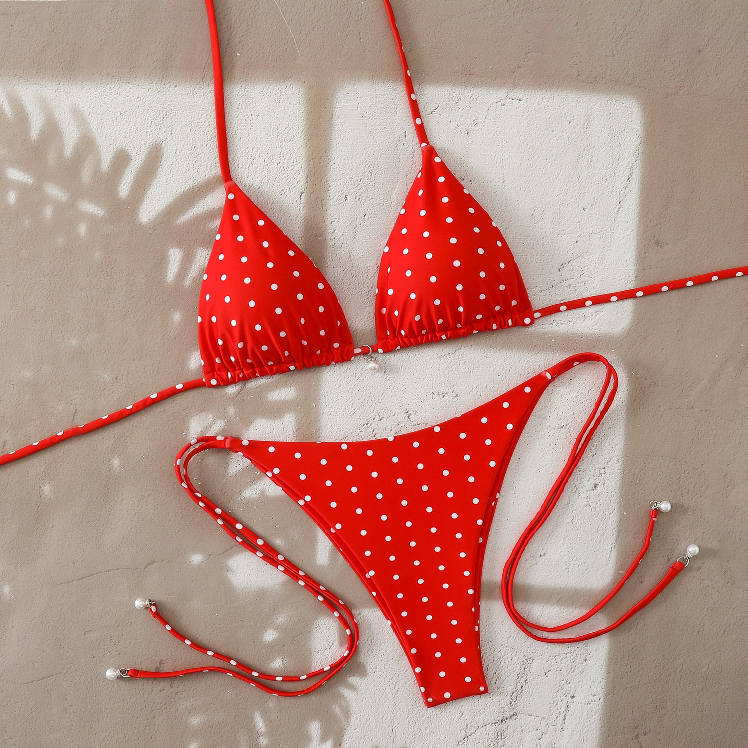 Fresh Dot Print, Strapless Halter Neck, Two-Piece Bikini Swimwear - Classyfashion24.com
