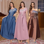 Muslim Women's Long Robe Luxury Sequined Middle East Dress Abaya Evening Gown - Classyfashion24.com