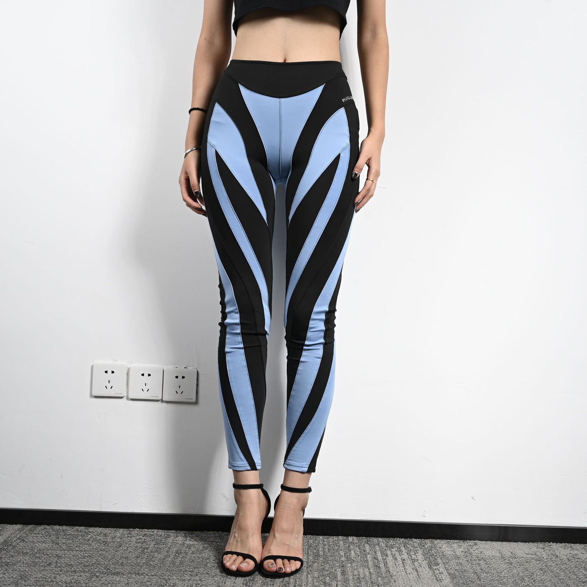High-Waisted Spliced Elastic Waistband Leggings