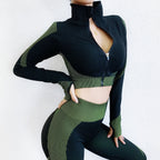 Seamless Yoga Set with Zip-Up Top & Leggings - Classyfashion24.com