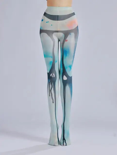 Dark Patterned Pantyhose – Personalized Ink Flow Velvet Stockings