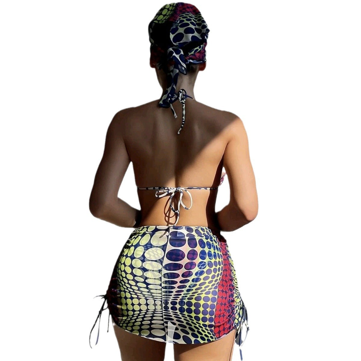 Headscarf skirt style bikini women's swimsuit four piece set - Classyfashion24.com