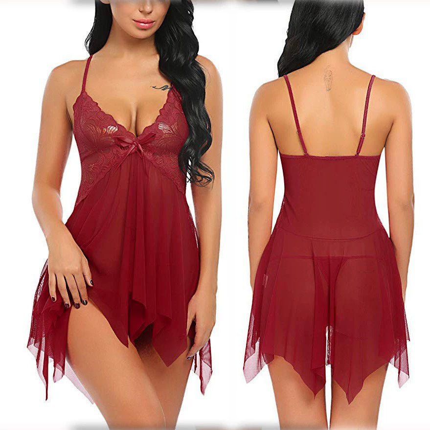 Mesh Sexy Lingerie Set – Tempting Two-Piece Suspender Nightgown