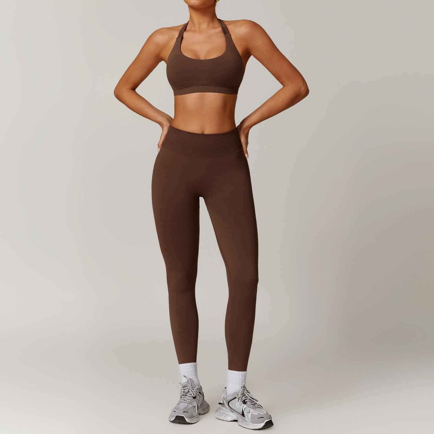 Hanging neck bra+pants yoga set, sports running set