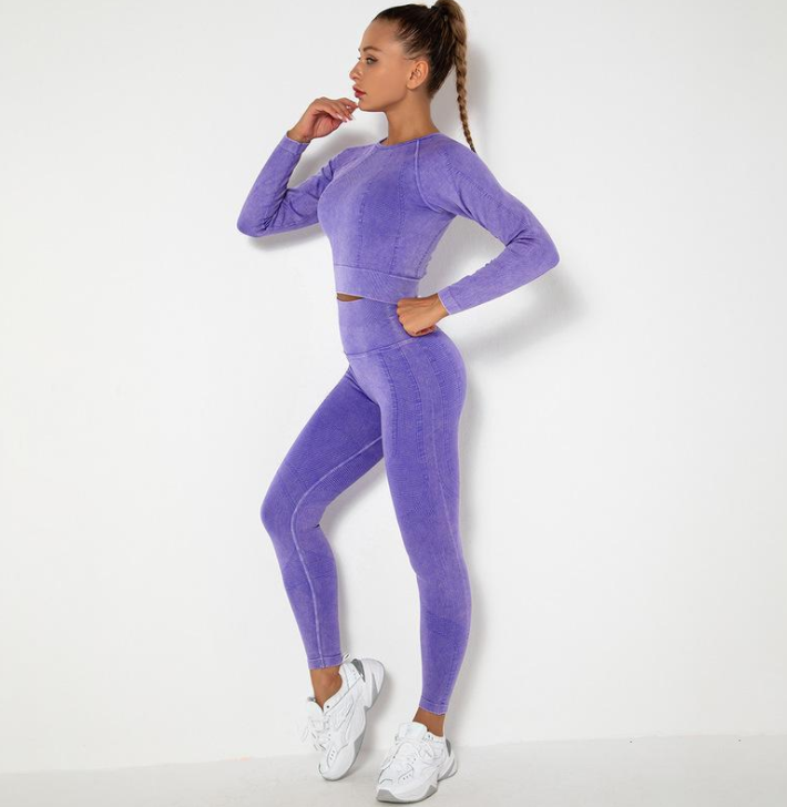 2 Piece Fitness Tracksuit Set for Women: Crop Top + Leggings