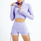 Seamless Zip-Up Yoga Set with Long Sleeve Top - Classyfashion24.com
