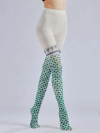 Plaid Printed Pantyhose – Retro Pattern Fake Two-Piece Silk Stockings