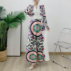 Muslim women's modern fashion Türkiye printed white casual large abaya cardigan gown - Classyfashion24.com