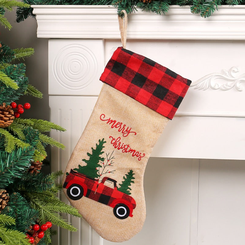 Checkered Christmas Socks Candy Gift Bags - Classyfashion24.com