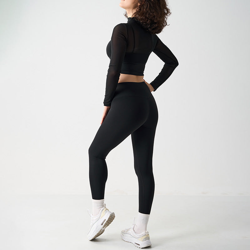 Mesh Sports Yoga Set Women's Mesh and High-Waisted Fitness Leggings - Classyfashion24.com