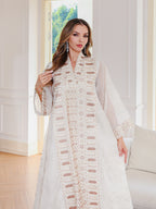 Middle Eastern Muslim Embroidered Long Robe Women's  Elegant Long Dress Loose Fit Dubai Dress - Classyfashion24.com