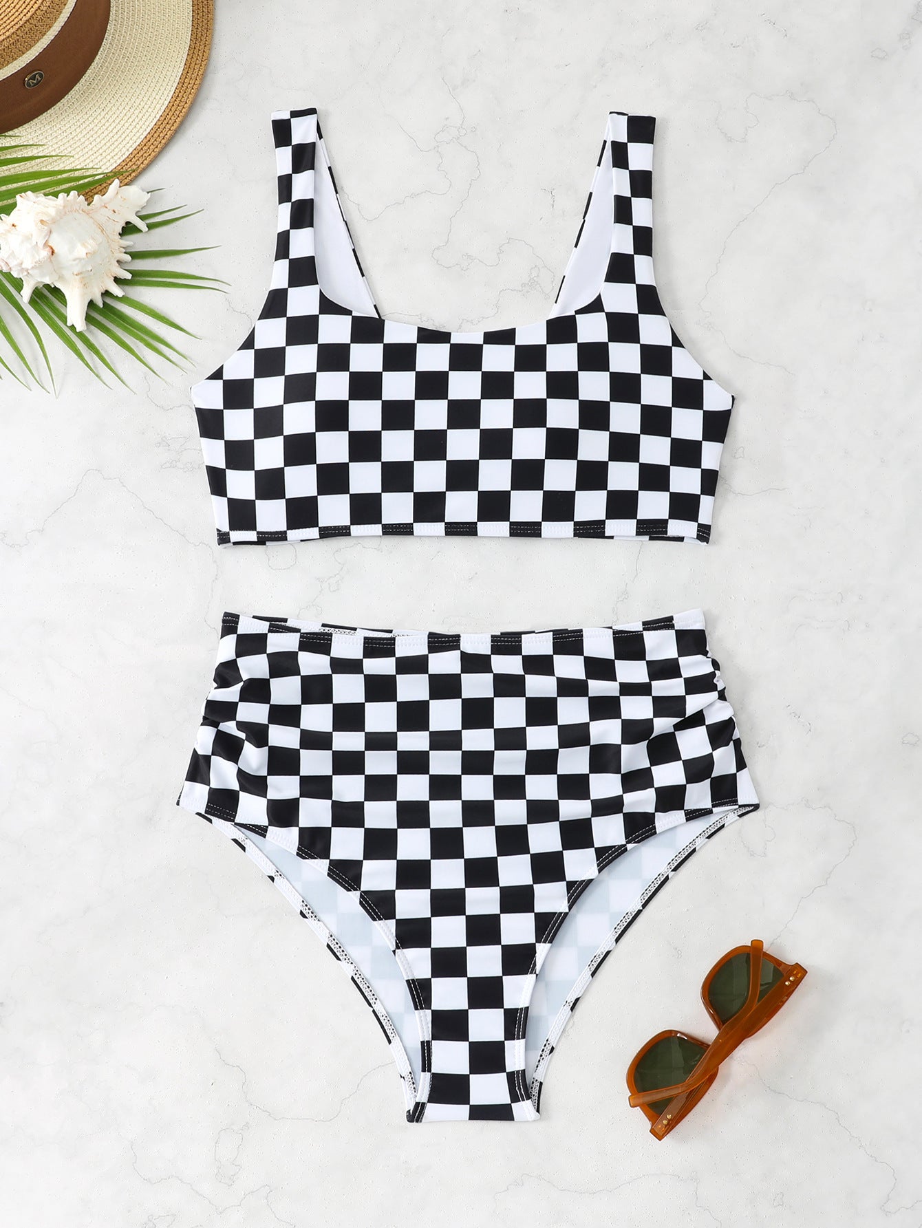 High waisted minimalist split swimsuit for women - Classyfashion24.com