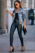 Black Faux Leather High Waist Leggings – Slim Fit Chic Trousers