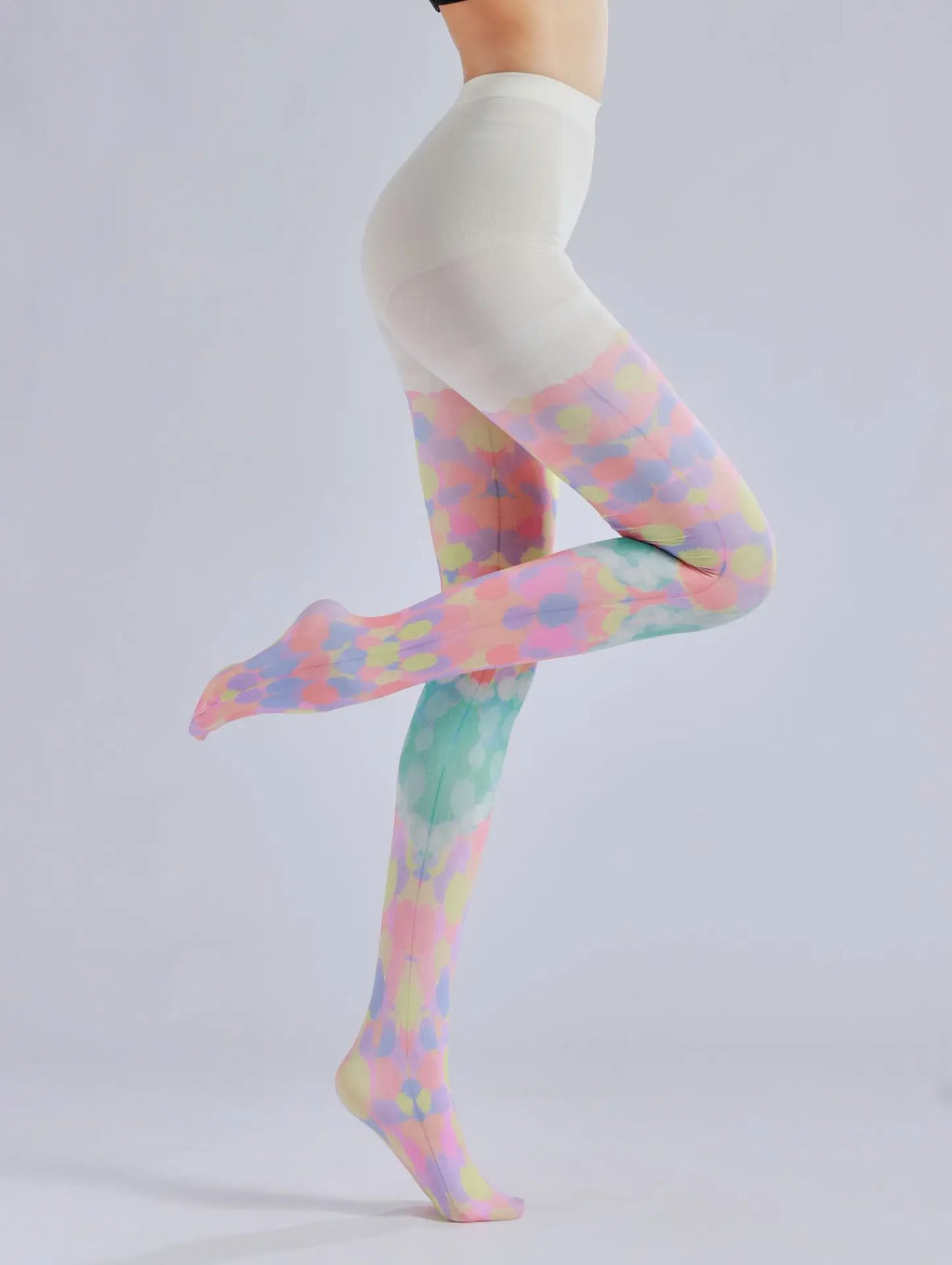 Heart Printed Pantyhose – Color Block Stacked Colorful Pattern Socks