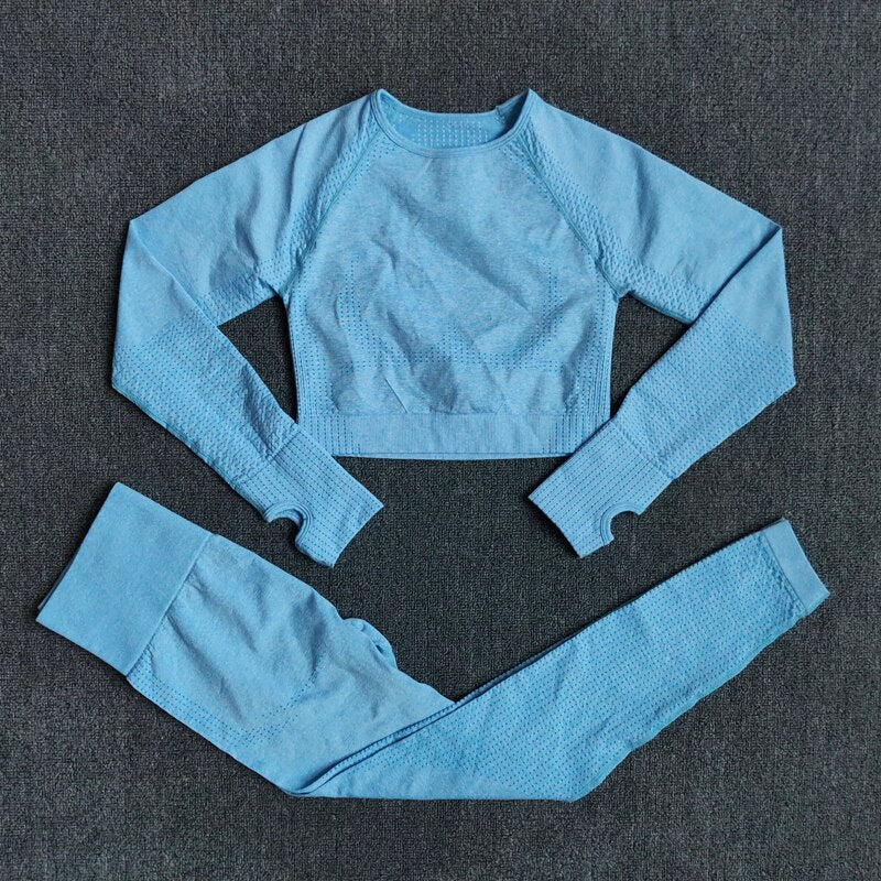 Seamless Yoga Set with Crop Top & Leggings